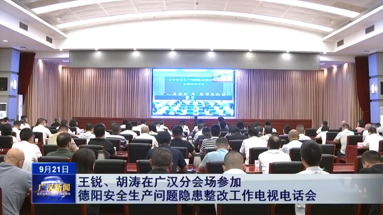 王锐、胡涛在广汉分会场参加德阳  安全生产问题隐患整改工作电视电话会